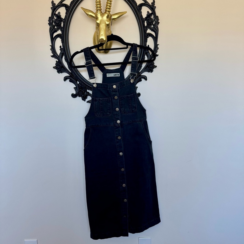 Topshop Moto Black Denim Overalls Style Dress